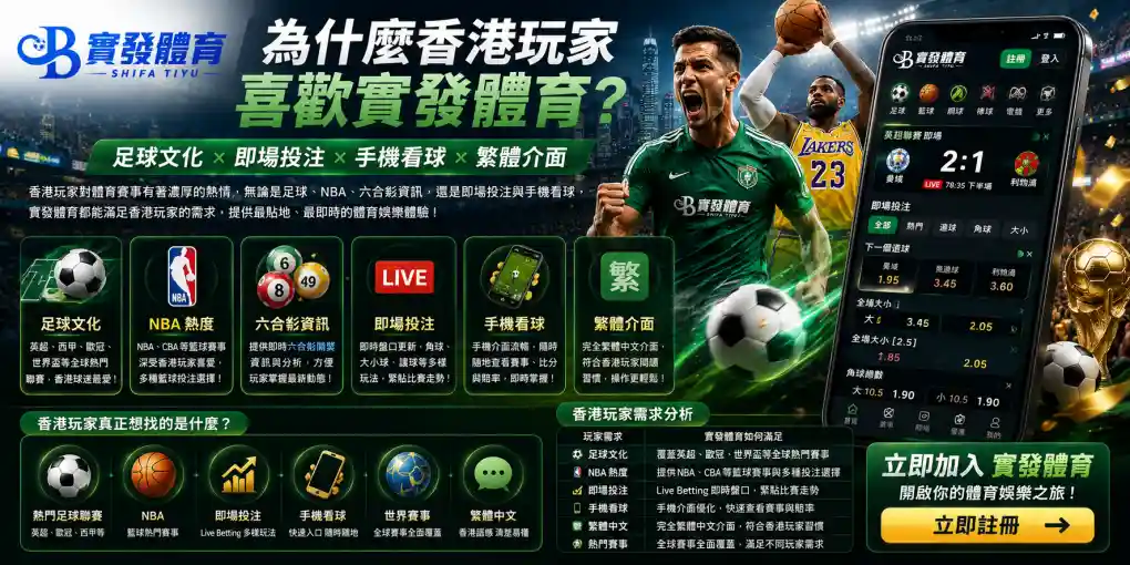 香港玩家使用實發體育觀看足球、NBA、即場投注與全球熱門體育賽事