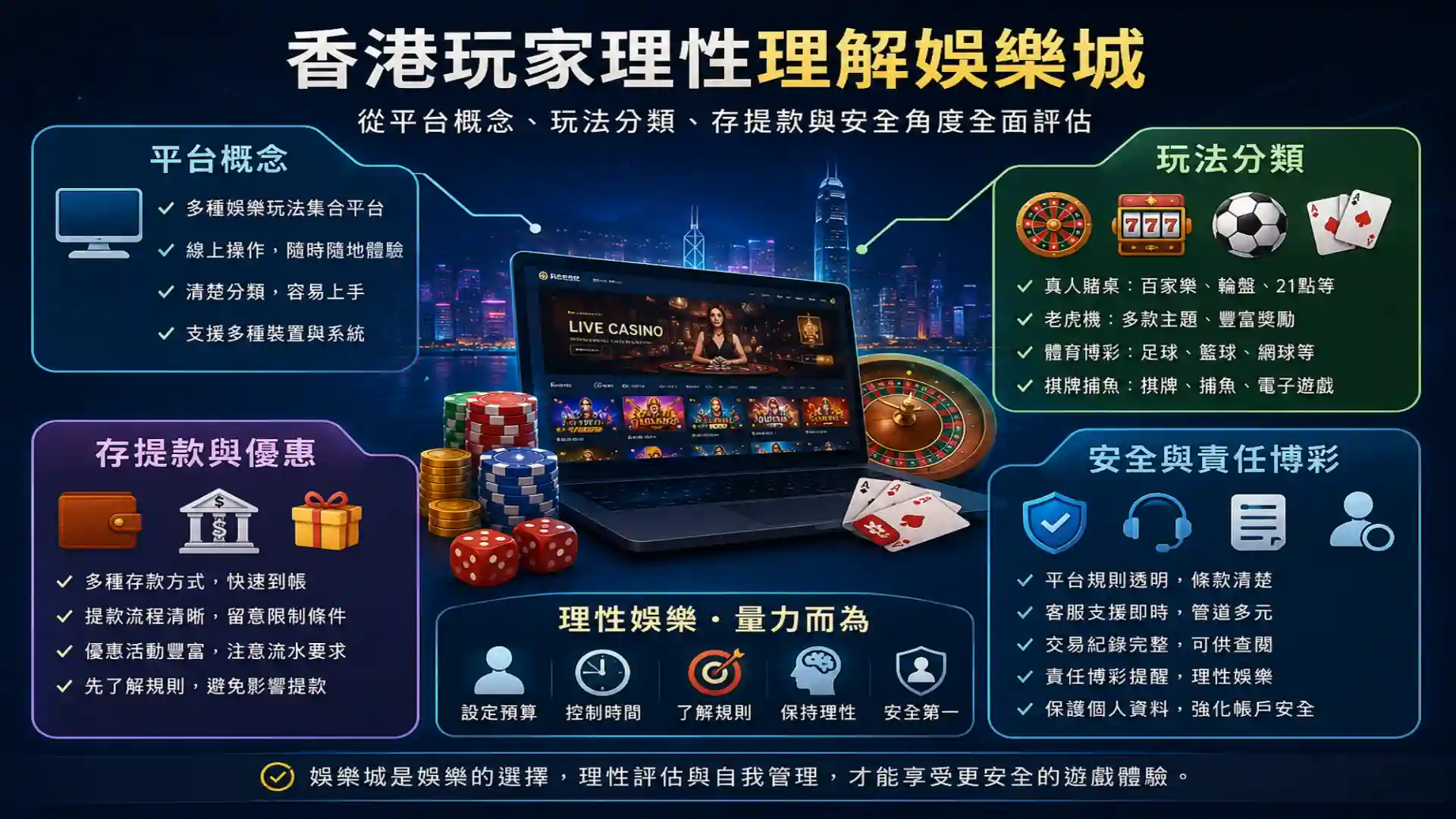 娛樂城平台概念與香港玩家理性評估示意圖