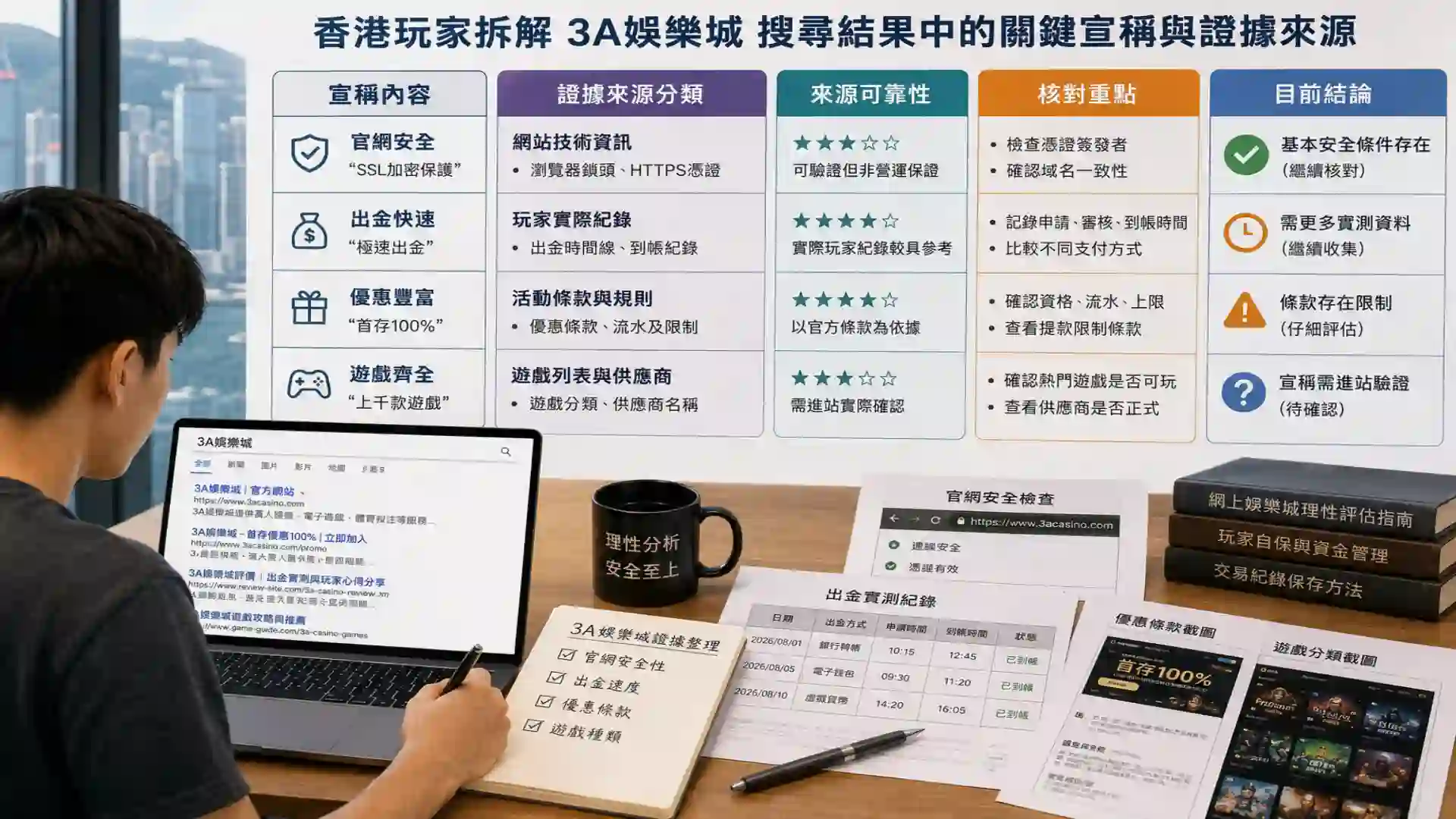 香港玩家把3A娛樂城搜尋結果中的官網安全出金優惠及遊戲宣稱分成不同證據來源